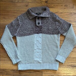 TRUE ROCK Brown and Gray Men's Sweater